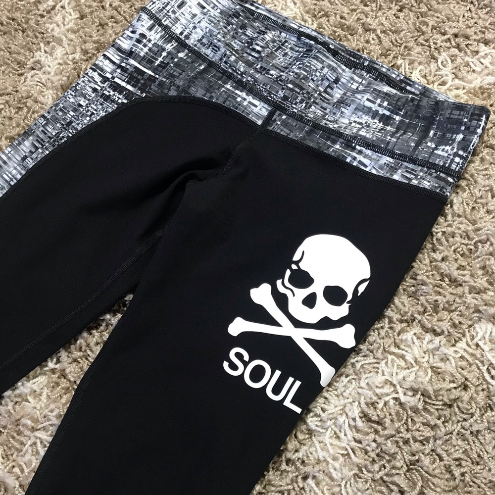 Soul Leggings Black White Skull Size M
